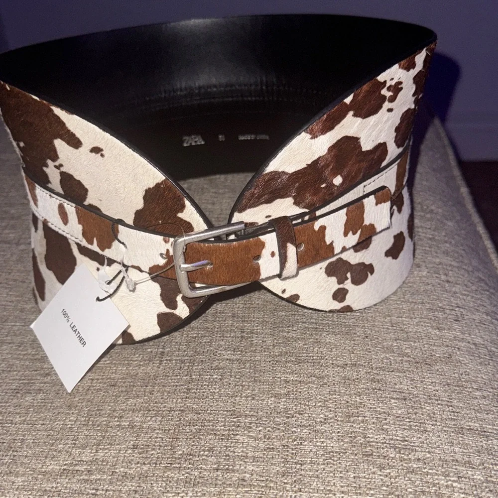 ZARA Leather Cow Print Sash Belt - Price Firm - Picture 3 of 6